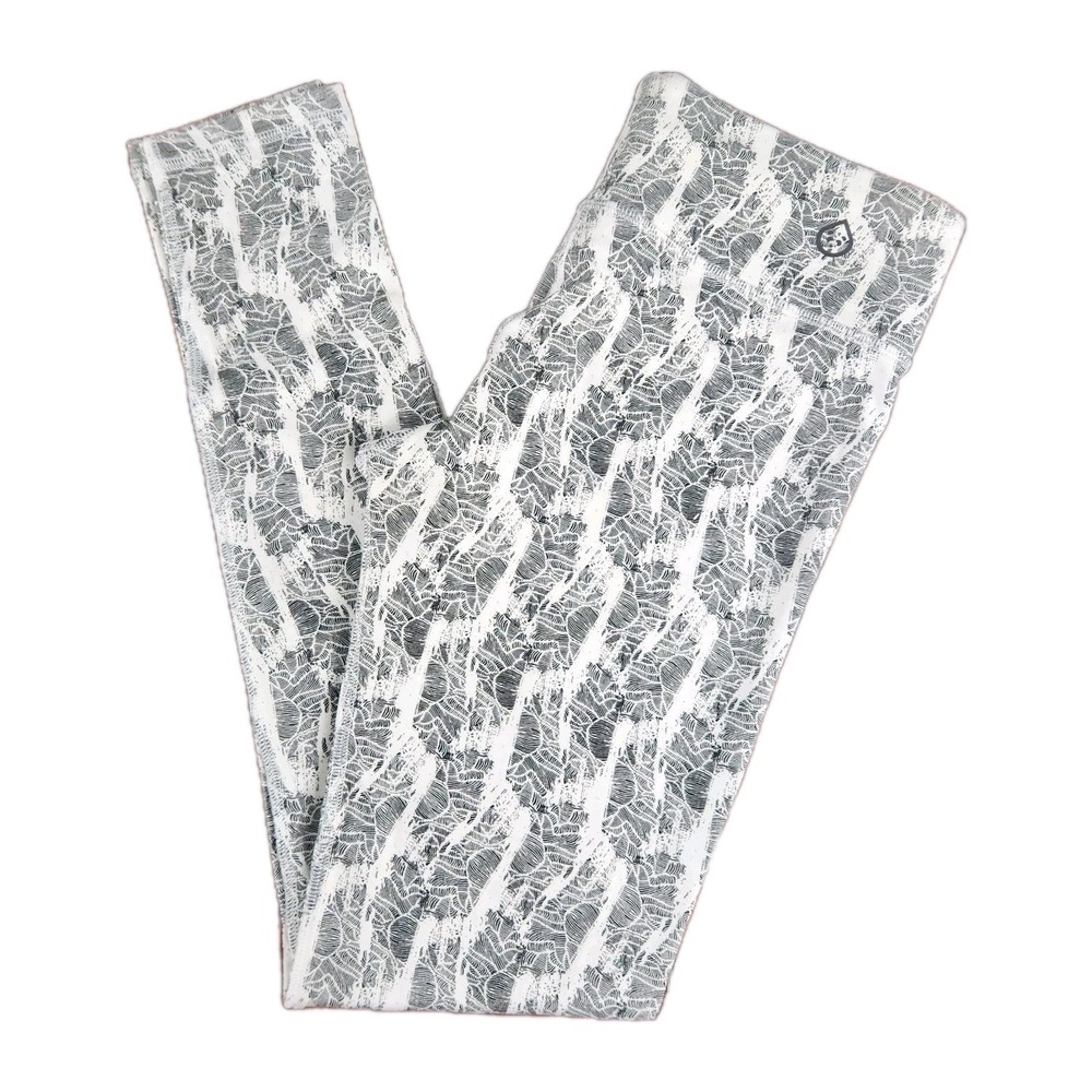 TASC‎ Performance Bamboo Leggings Sz S NOLA Ankle White Broken Arrow Pattern